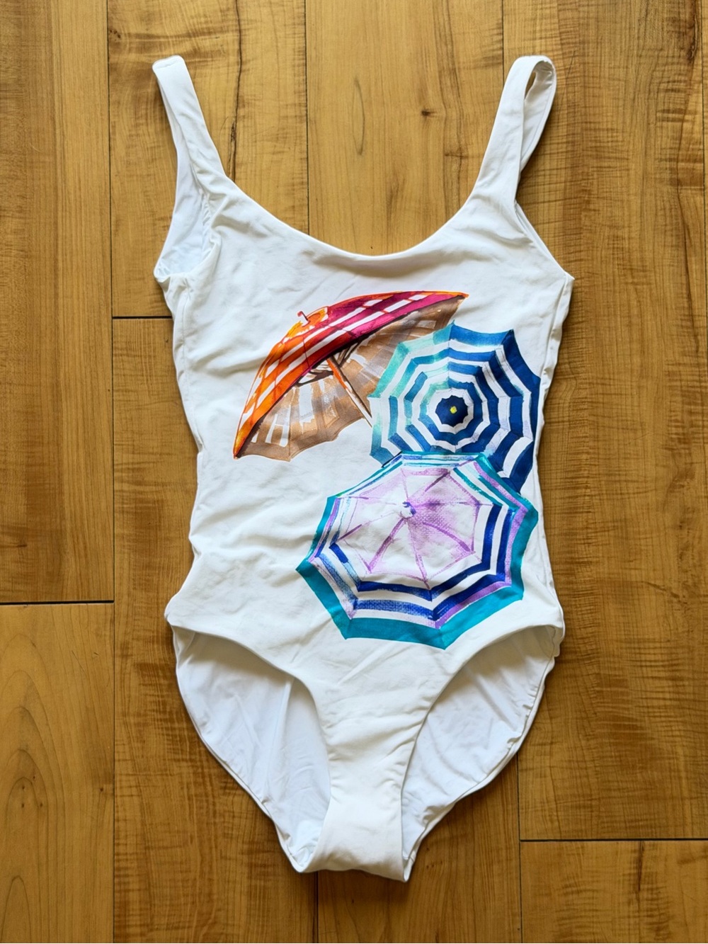 NWOT Onia Umbrella Print One-Piece White Vacation Swimsuit